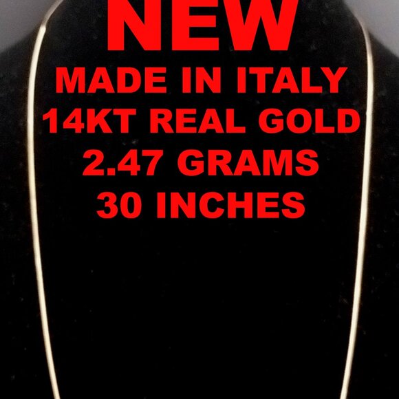 NEW 14K REAL GOLD NECKLACE CHAIN - 30 INCH - 2.47 GRAMS - MADE IN ITALY 14KT